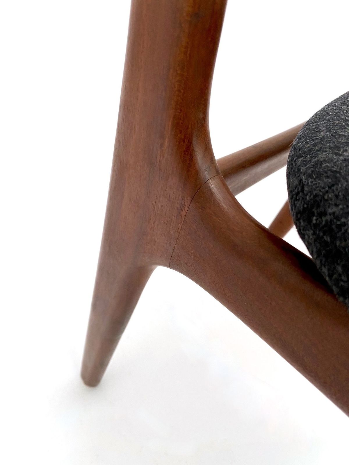 Furniture Danish Schiønning & Elgaard Set Of 4 Teak And Charcoal Black Wool Dining Chairs Mid Century 1960s photo
