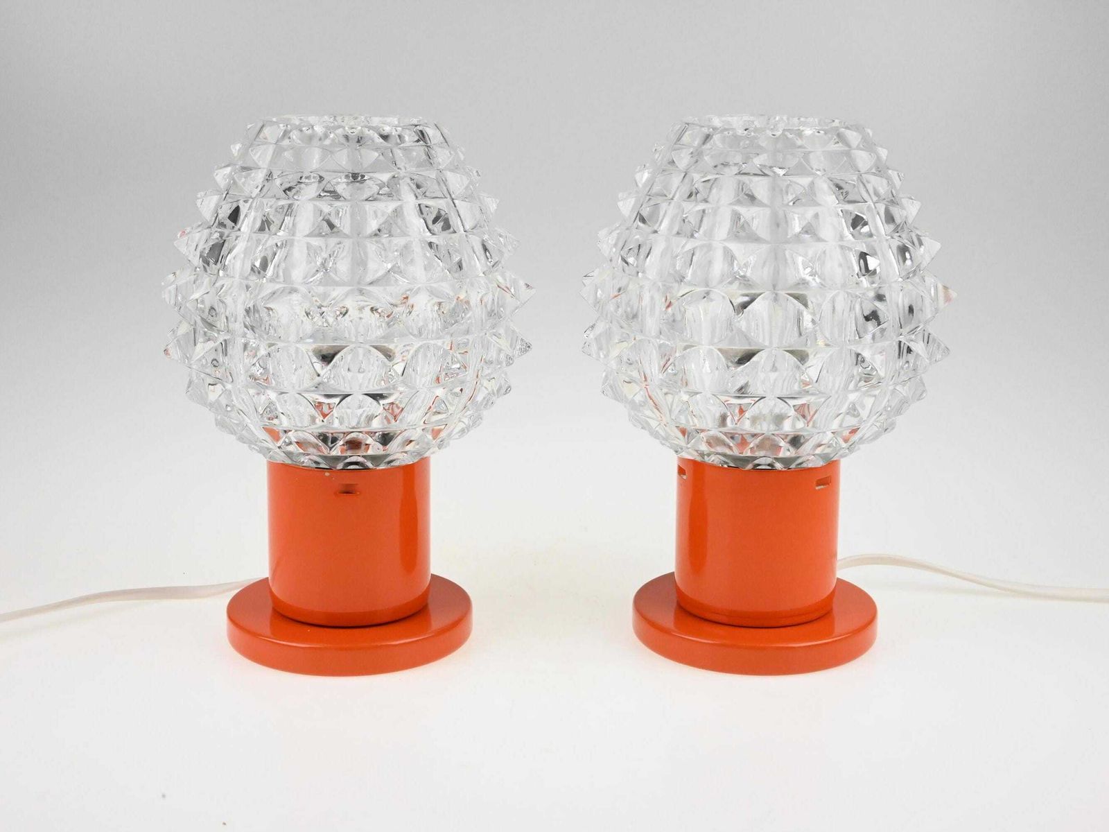 Pair Of Orange Bedside Lamps, Kamenicky Senov Lamps, Bedside Lamp Pair, Pair Of Lamps, Bedside Lamps, Bedside Lamp, Table Lamp, Desk Lamps