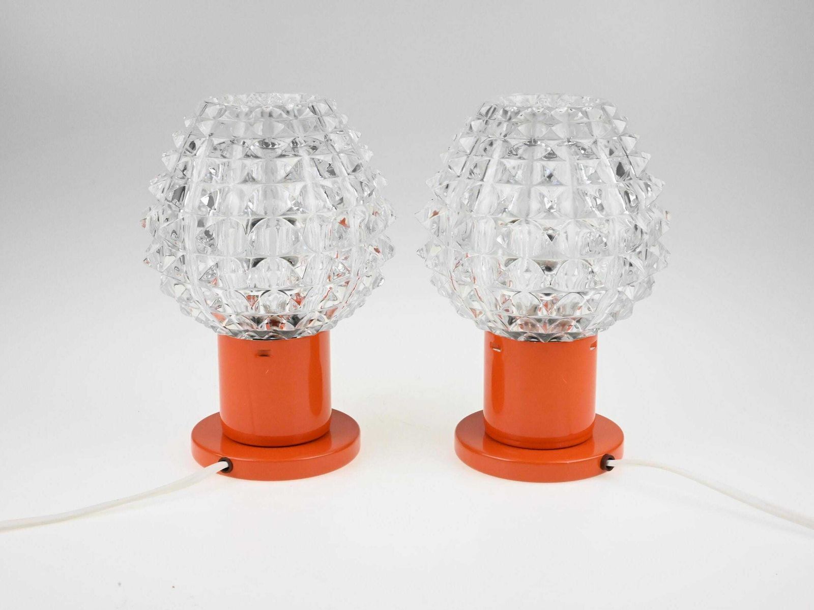 Pair Of Orange Bedside Lamps, Kamenicky Senov Lamps, Bedside Lamp Pair, Pair Of Lamps, Bedside Lamps, Bedside Lamp, Table Lamp, Desk Lamps photo Lighting