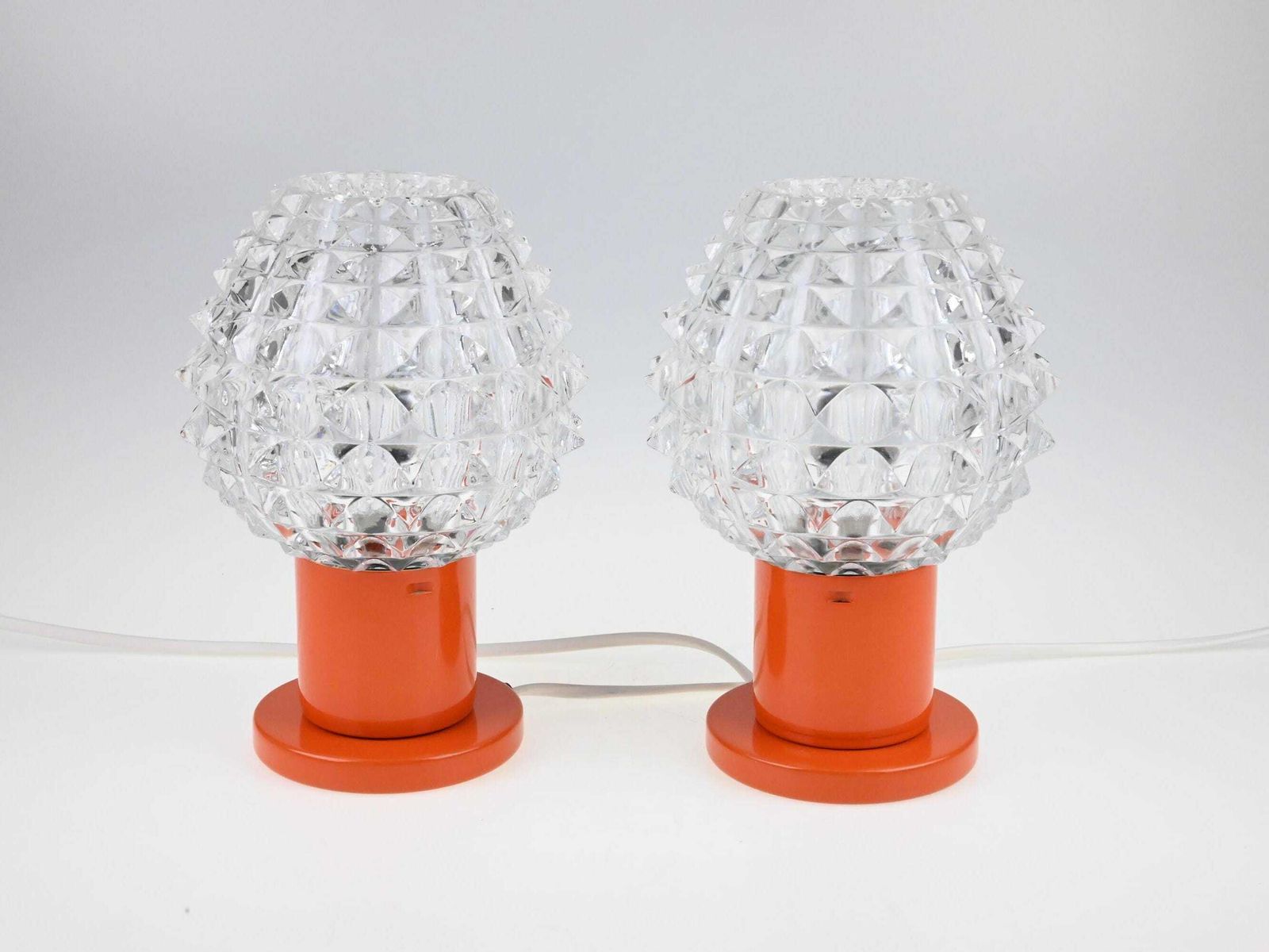 Pair Of Orange Bedside Lamps, Kamenicky Senov Lamps, Bedside Lamp Pair, Pair Of Lamps, Bedside Lamps, Bedside Lamp, Table Lamp, Desk Lamps photo buy
