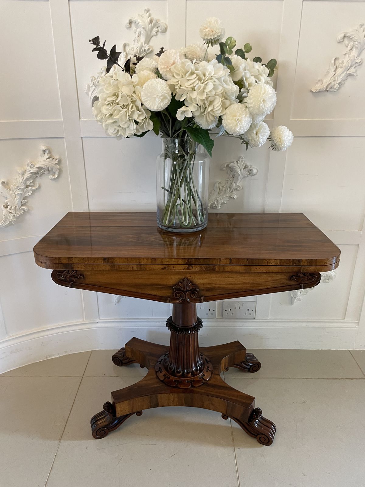 Antique 19th Century Quality Carved Rosewood Card Table photo furniture