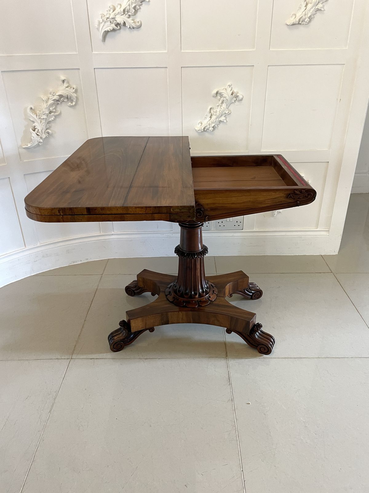 Antique 19th Century Quality Carved Rosewood Card Table photo for sale