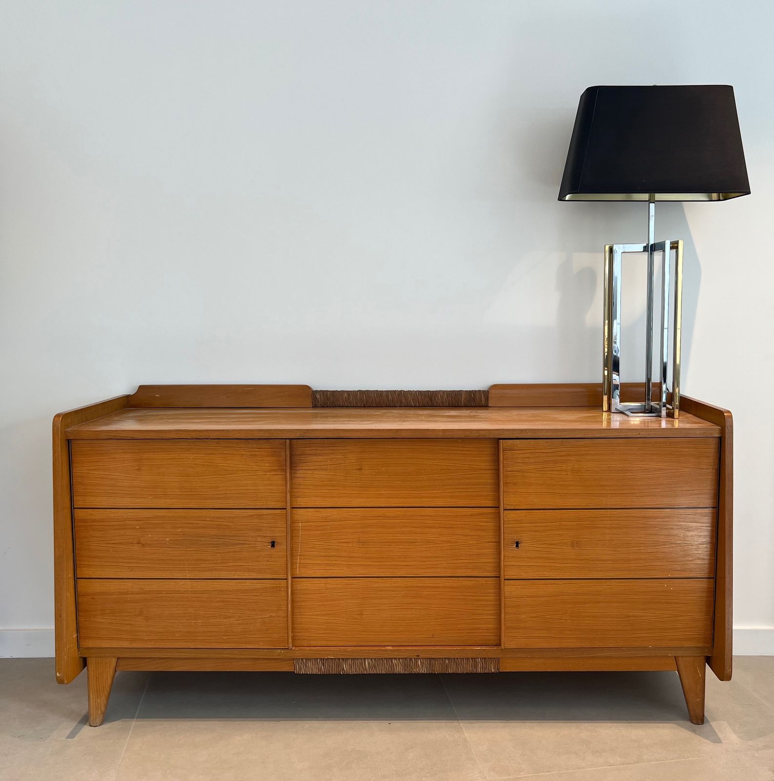 Fir And Rattan Sideboard, 1970s