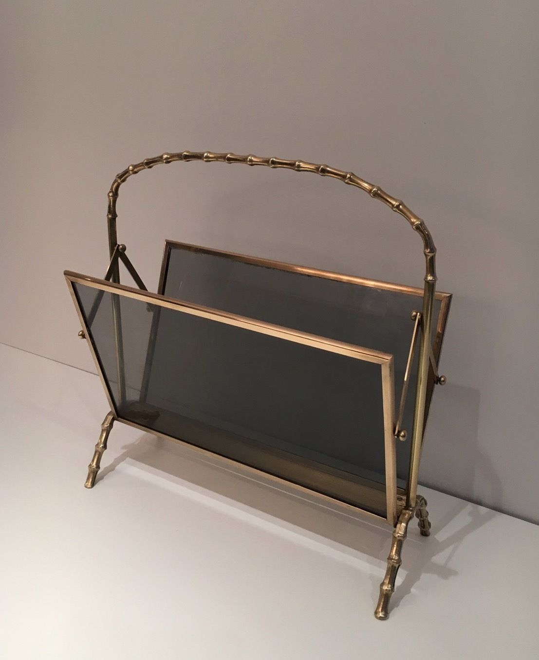 Faux Bamboo Style Magazine Rack In Brass From Maison Baguès photo furniture
