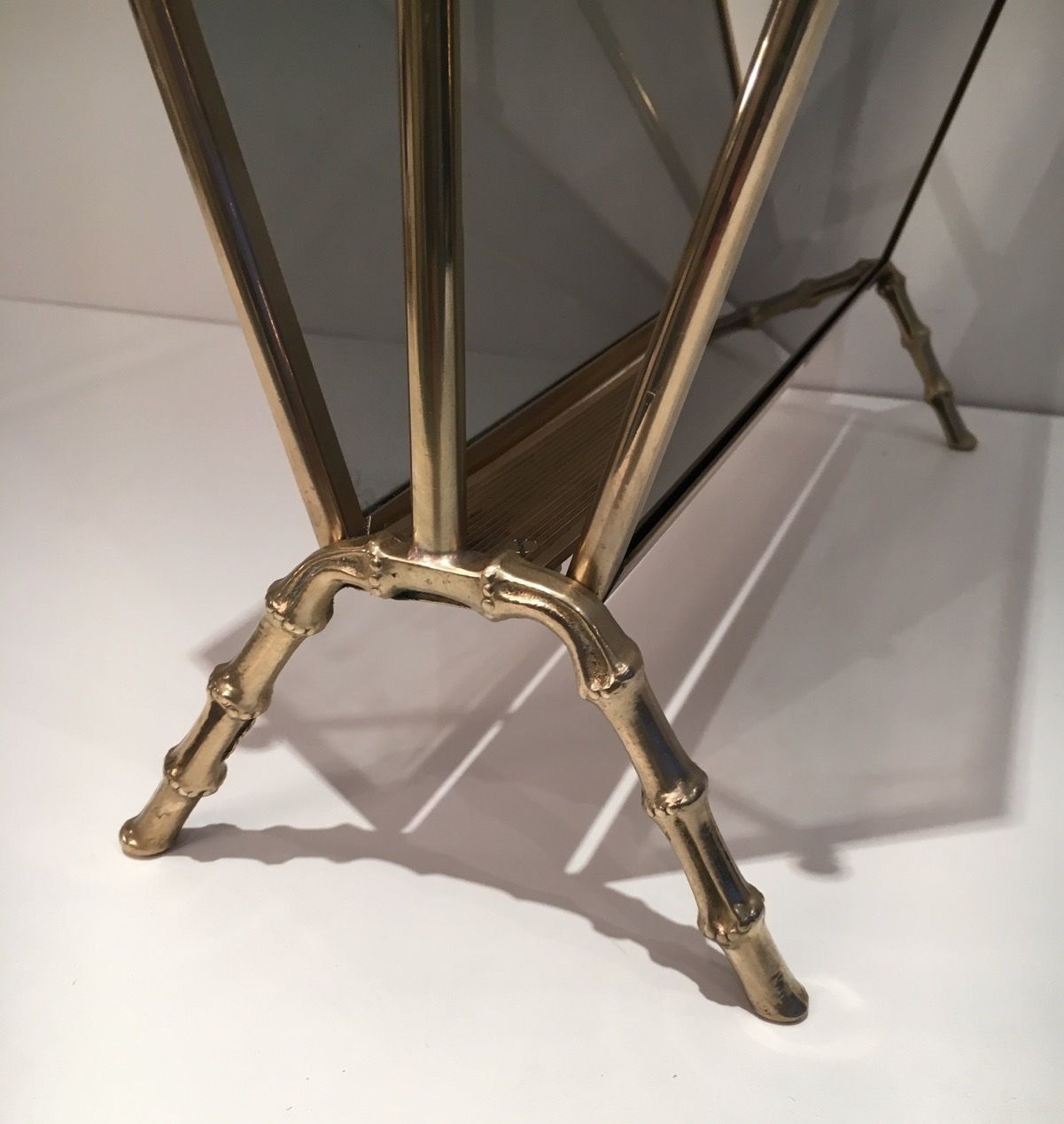 Faux Bamboo Style Magazine Rack In Brass From Maison Baguès photo buy