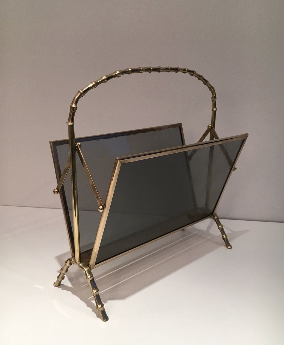 Home Decor Faux Bamboo Style Magazine Rack In Brass From Maison Baguès photo