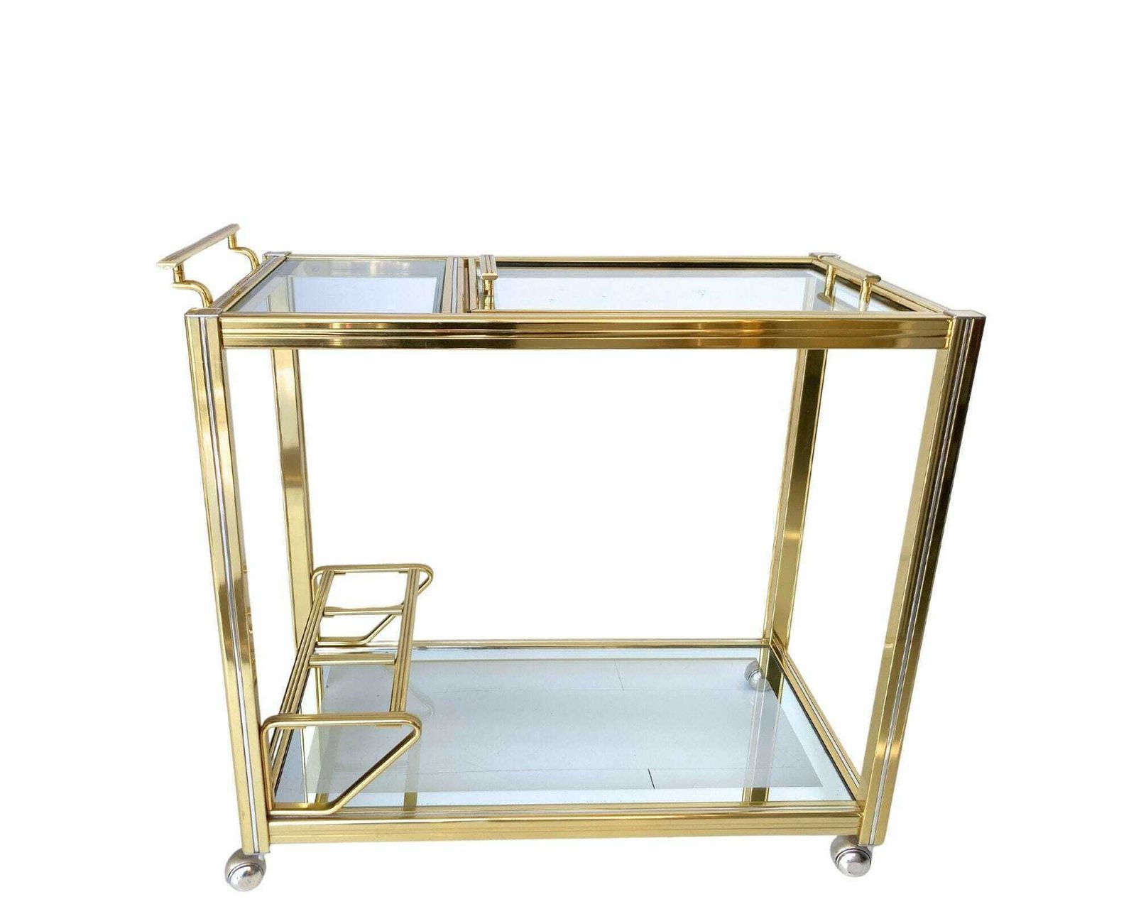 Pierre Vandel Bar Cart | 1pcs | Drinks Trolley | Gold Chrome And Mirror Glass