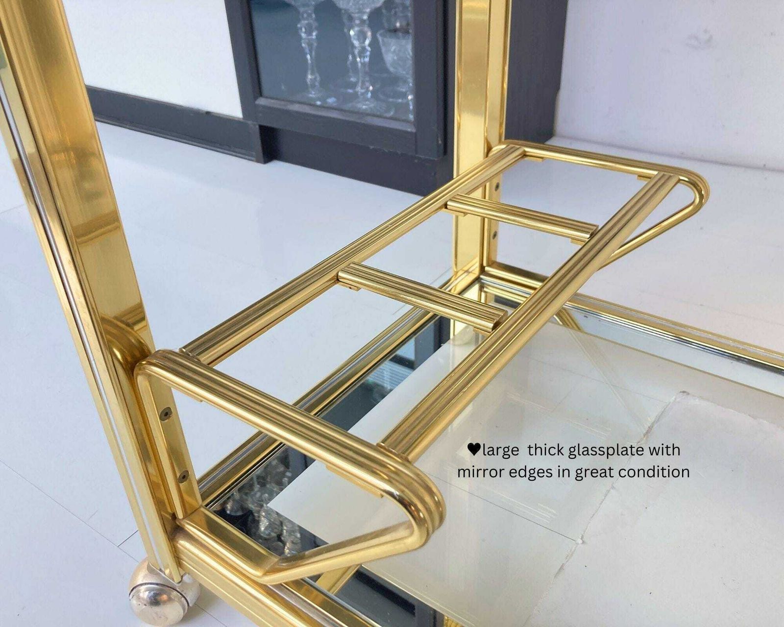 Pierre Vandel Bar Cart | 1pcs | Drinks Trolley | Gold Chrome And Mirror Glass photo Furniture