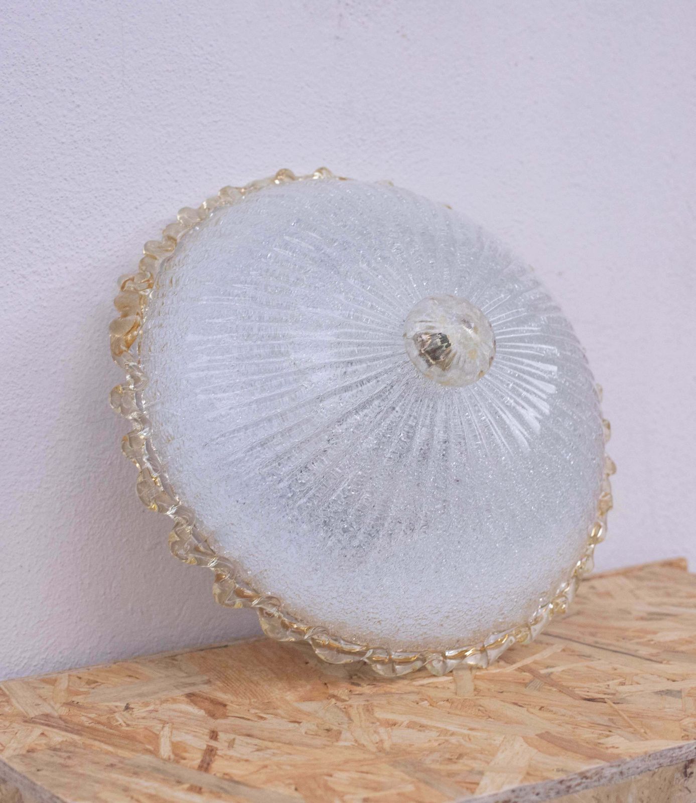 photo for sale Italian Yellow And Trasparent  Murano Glass Ceiling Fixture, Murano, 1970