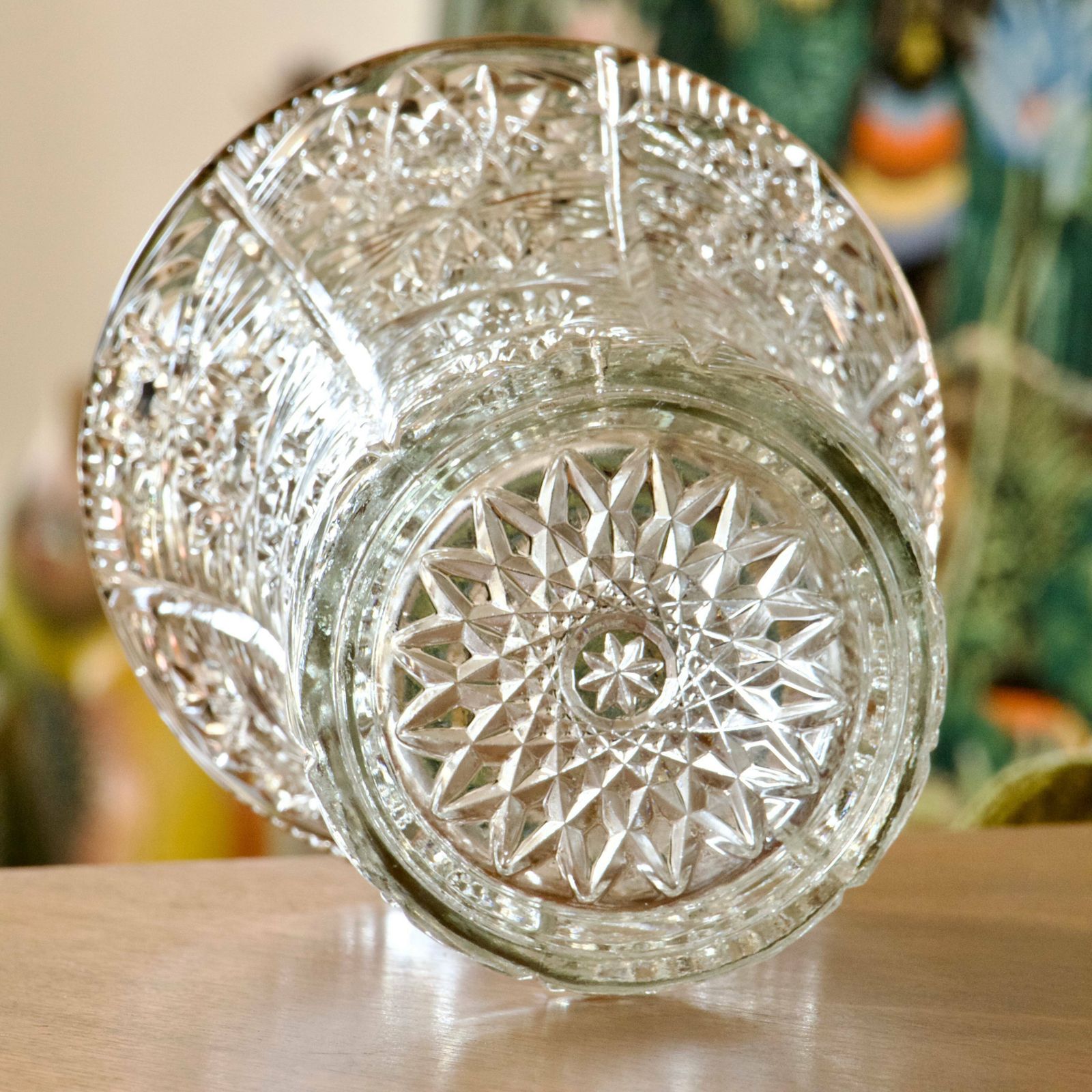 Large Antique Cut Crystal Vase photo for sale