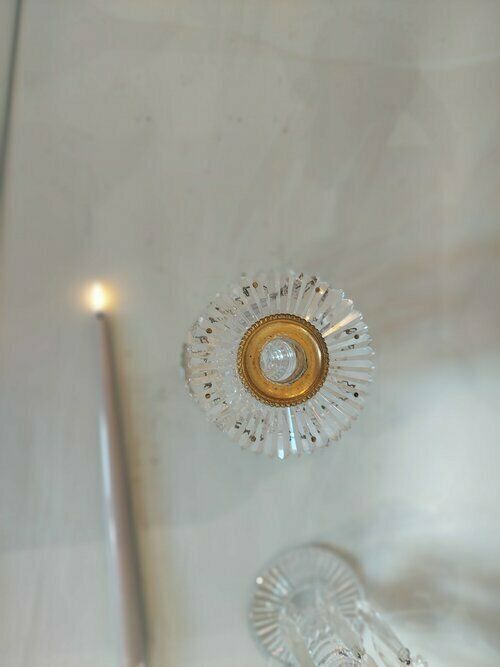 Pair Of Victorian Diamond Cut Crystal Lustres photo vinterior