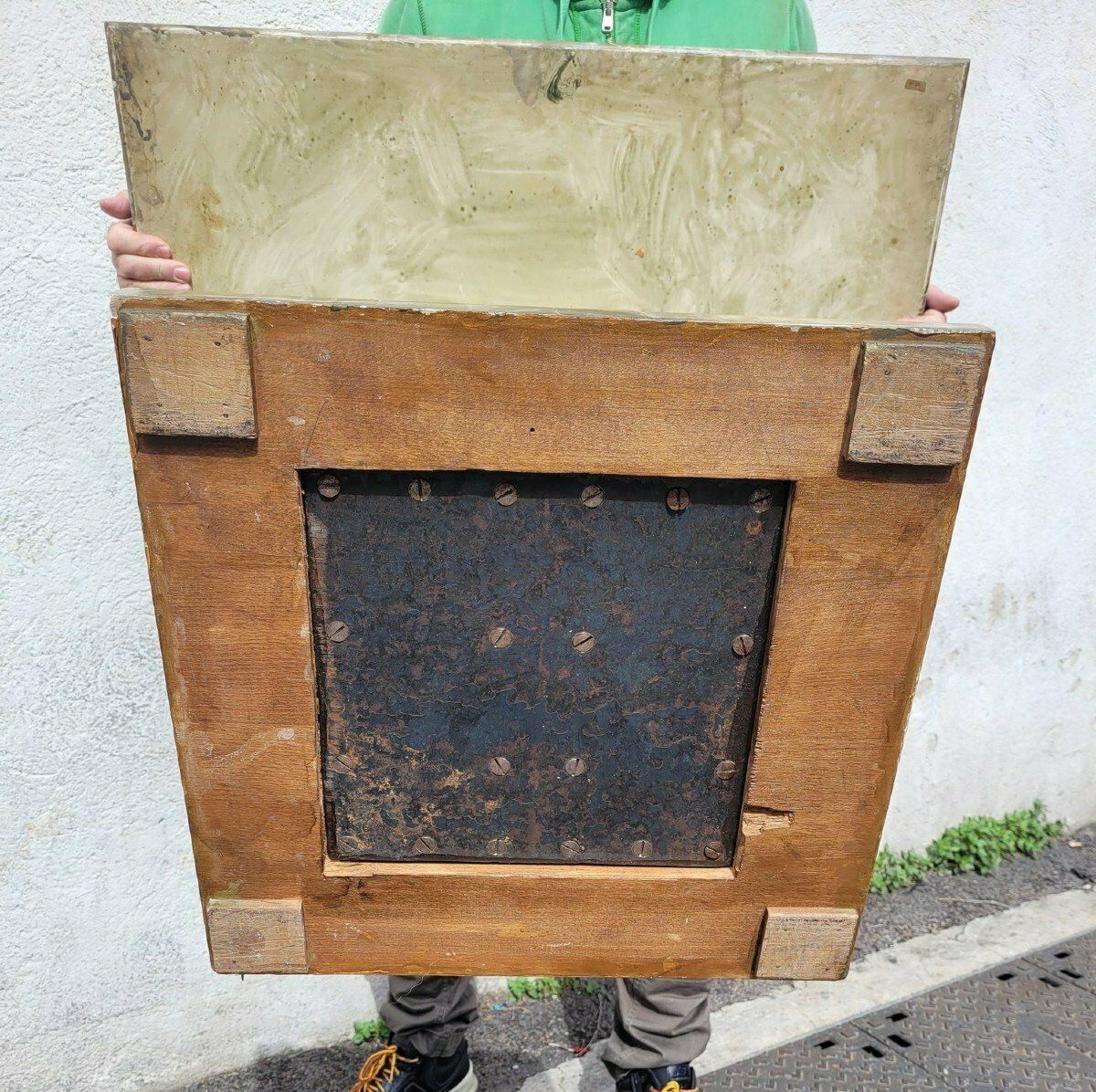 Furniture 2 Painted Faux Marble Side Tables Gold Sofa Ends, 20th Century photo