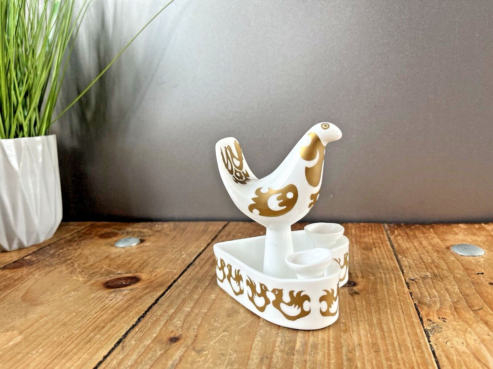 92.0 Highland Fine Bone China Stylised Bird Scandi Style Twin Taper Candle Holder Mcm photo