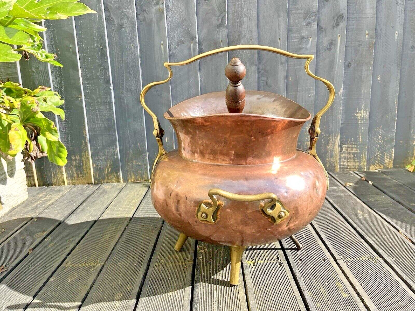 photo furniture Antique Arts & Crafts Copper Brass Coal Bucket Benham Froud Christopher Dresser