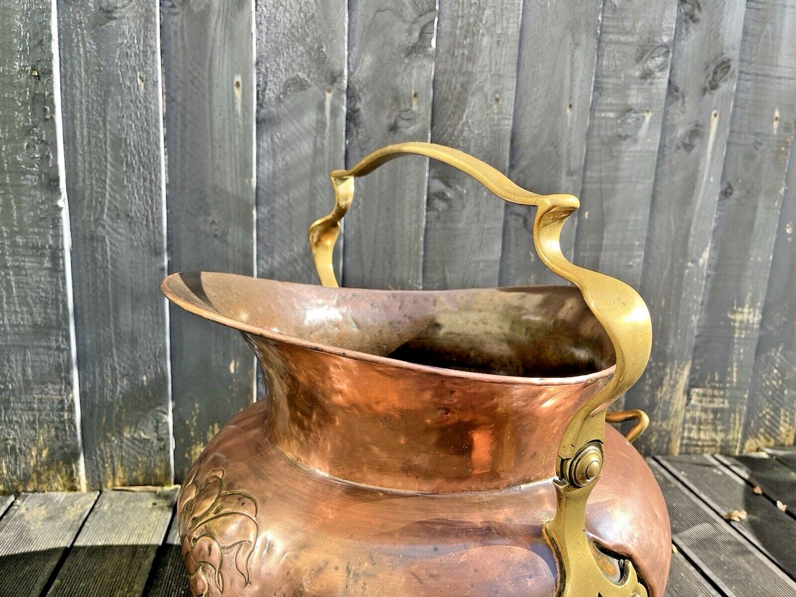 photo for sale Antique Arts & Crafts Copper Brass Coal Bucket Benham Froud Christopher Dresser