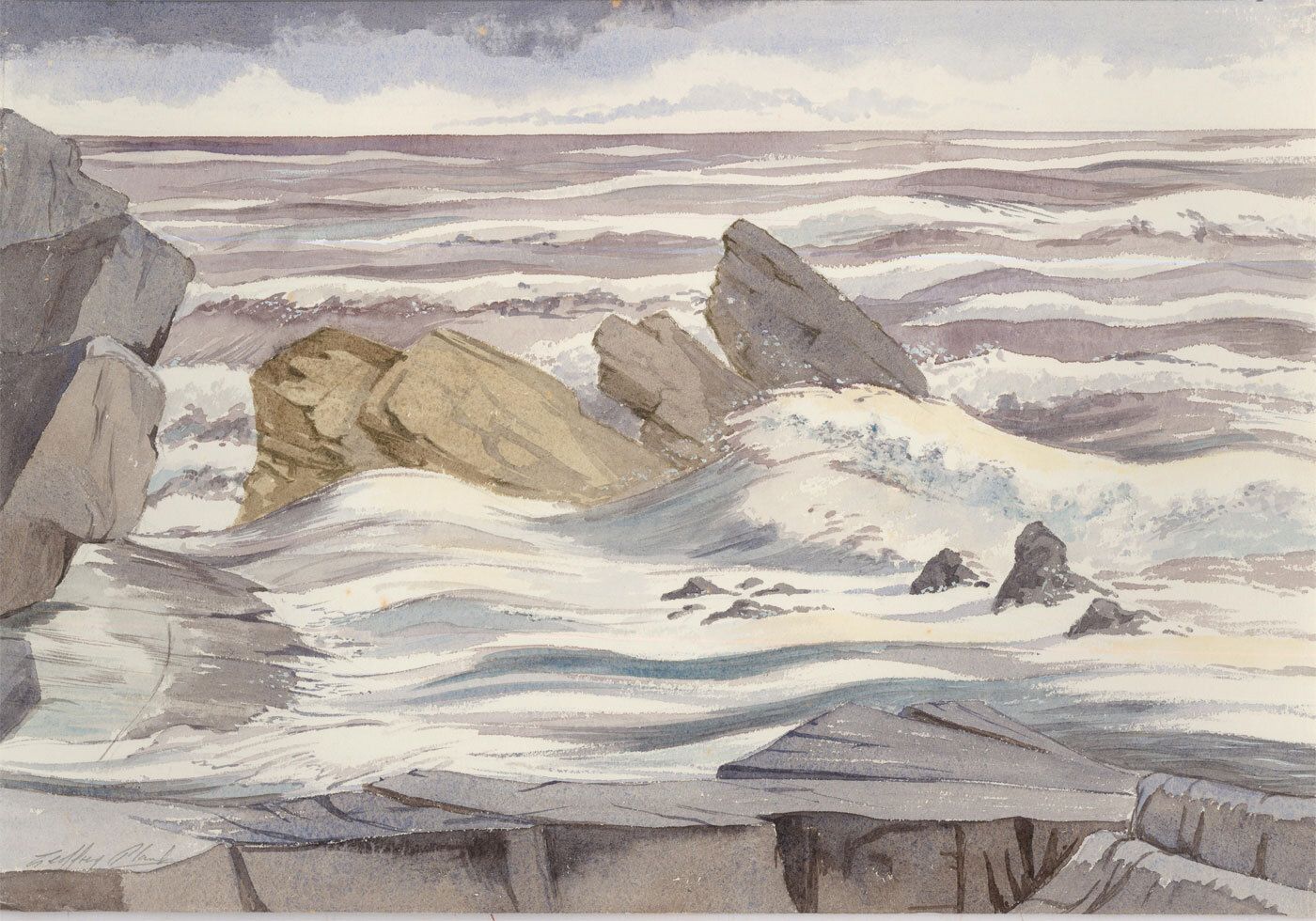 Geoffrey Plant (1939 2000) 20th Century Watercolour, Storm Sea