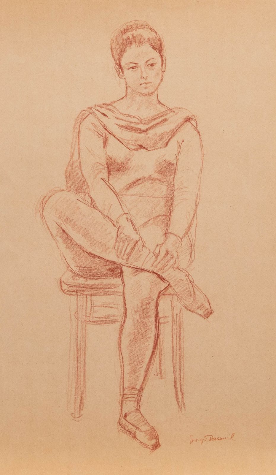 Georges Pacouil (1903 1996) Mid 20th Century Sanguine, Ballerina