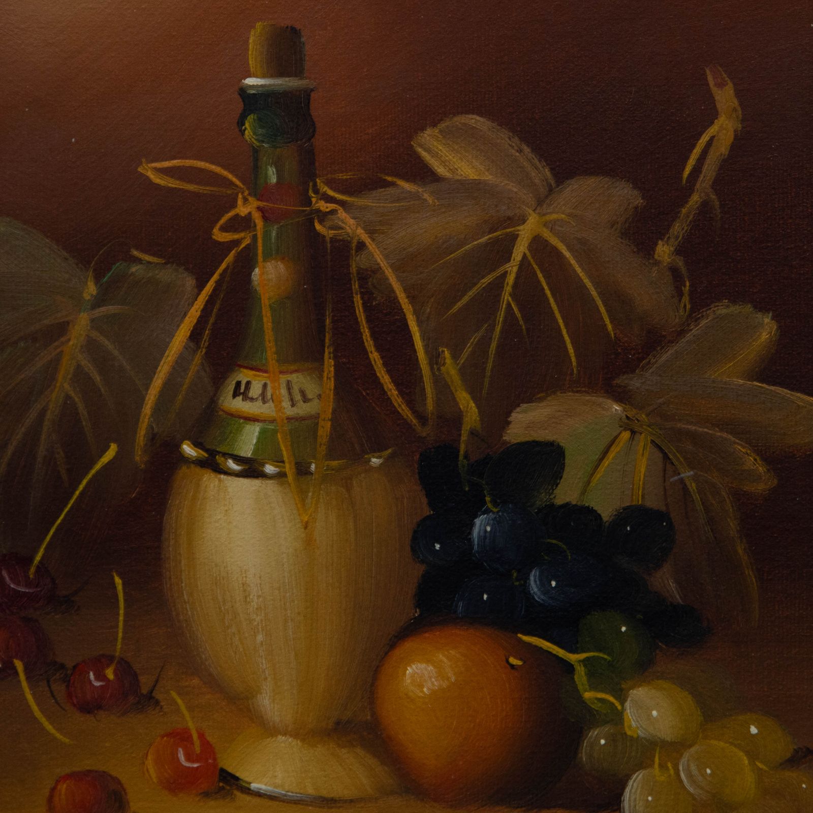 W. Damon Framed Contemporary Oil, Still Life With Fruit & Wine photo 105.0
