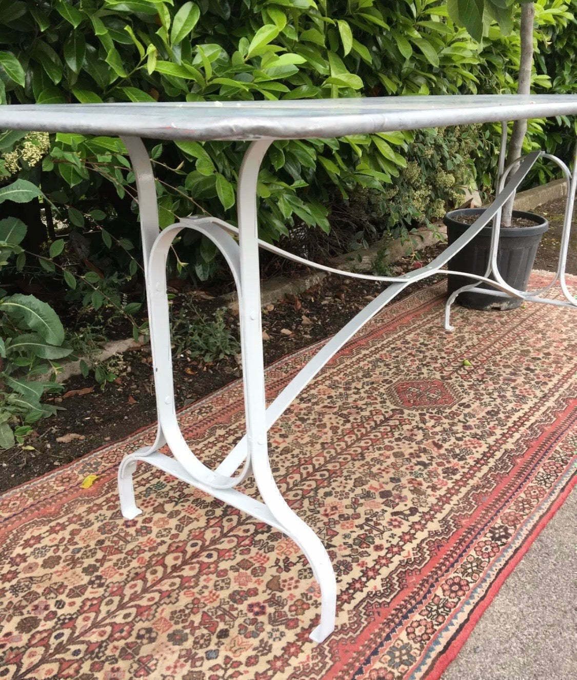 Entertain In Style With A French Style Zinc Top Metal Garden Table   Seats 6 8 Adults And Measures 180cm For Perfect Outdoor Gatherings! photo Garden Furniture