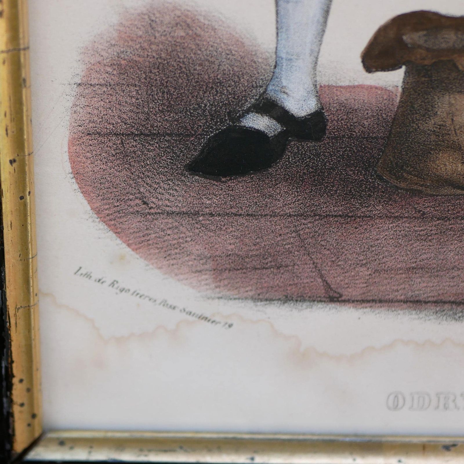 Framed Coloured Antique Lithograph Of Jacques Charles Odry By Alexander Lacauchie From 'Galarie Des Artistes Dramatique' 1840 photo vinterior