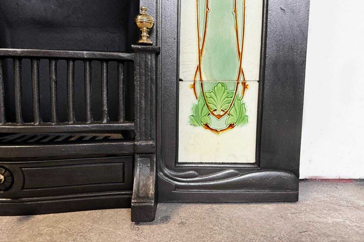 photo for sale Large Tall Reclaimed Art Nouveau Edwardian Cast Iron Combination Grate