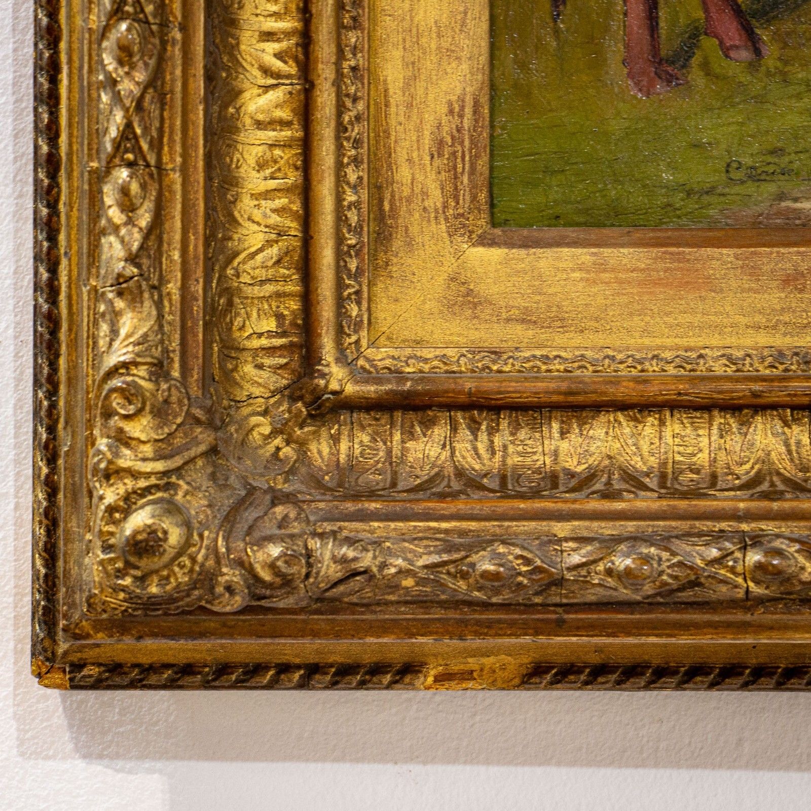 19th Century Oil On Canvas Painting Of Cattle photo for sale