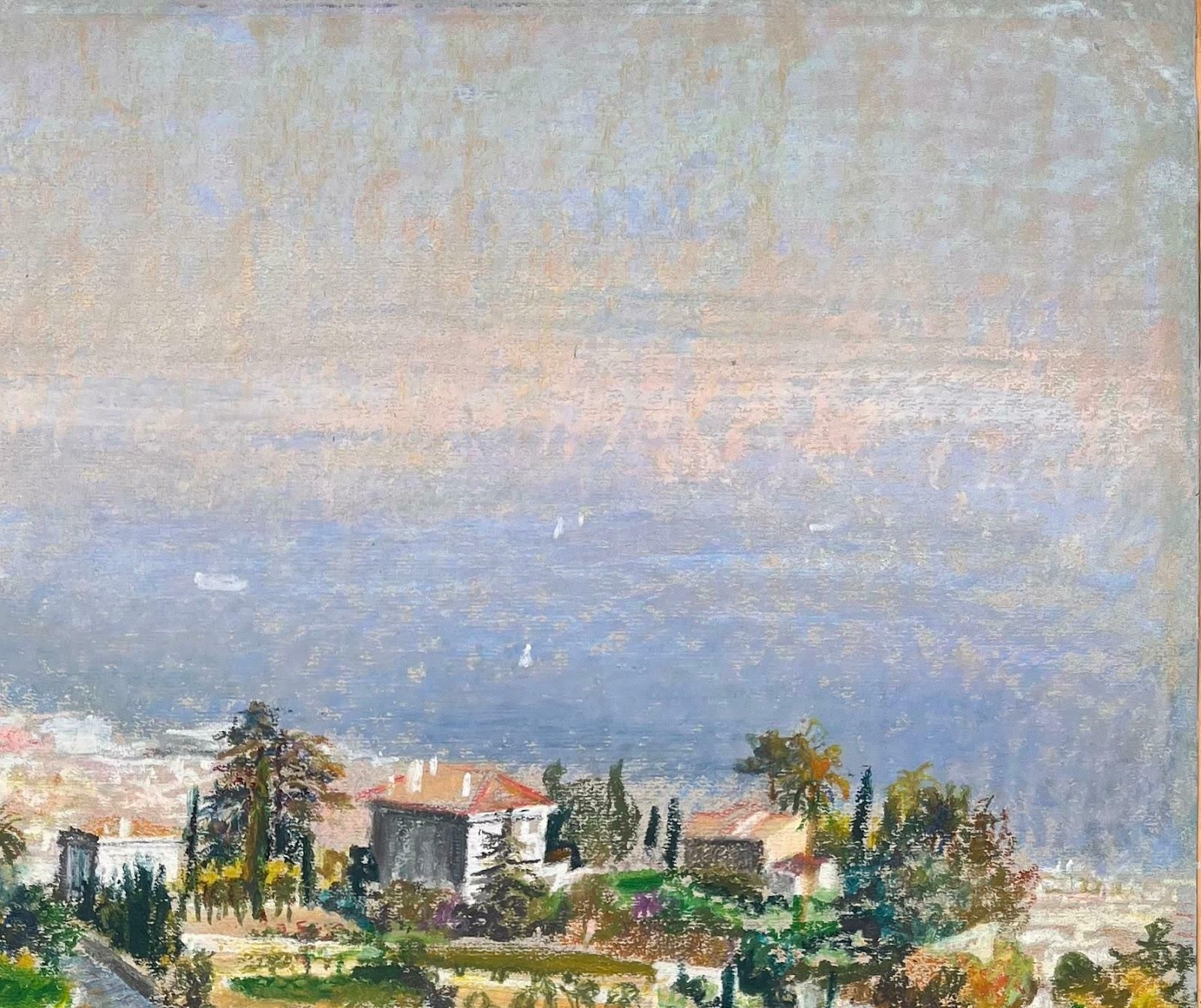 Josine Vignonmid Century French Original Pastel Painting Of A Mediterranean Coastal View1950's photo Art