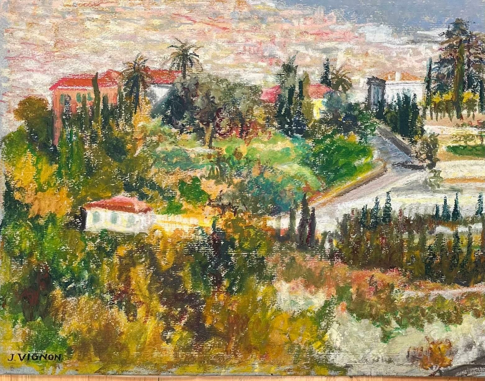 Josine Vignonmid Century French Original Pastel Painting Of A Mediterranean Coastal View1950's photo 775.0