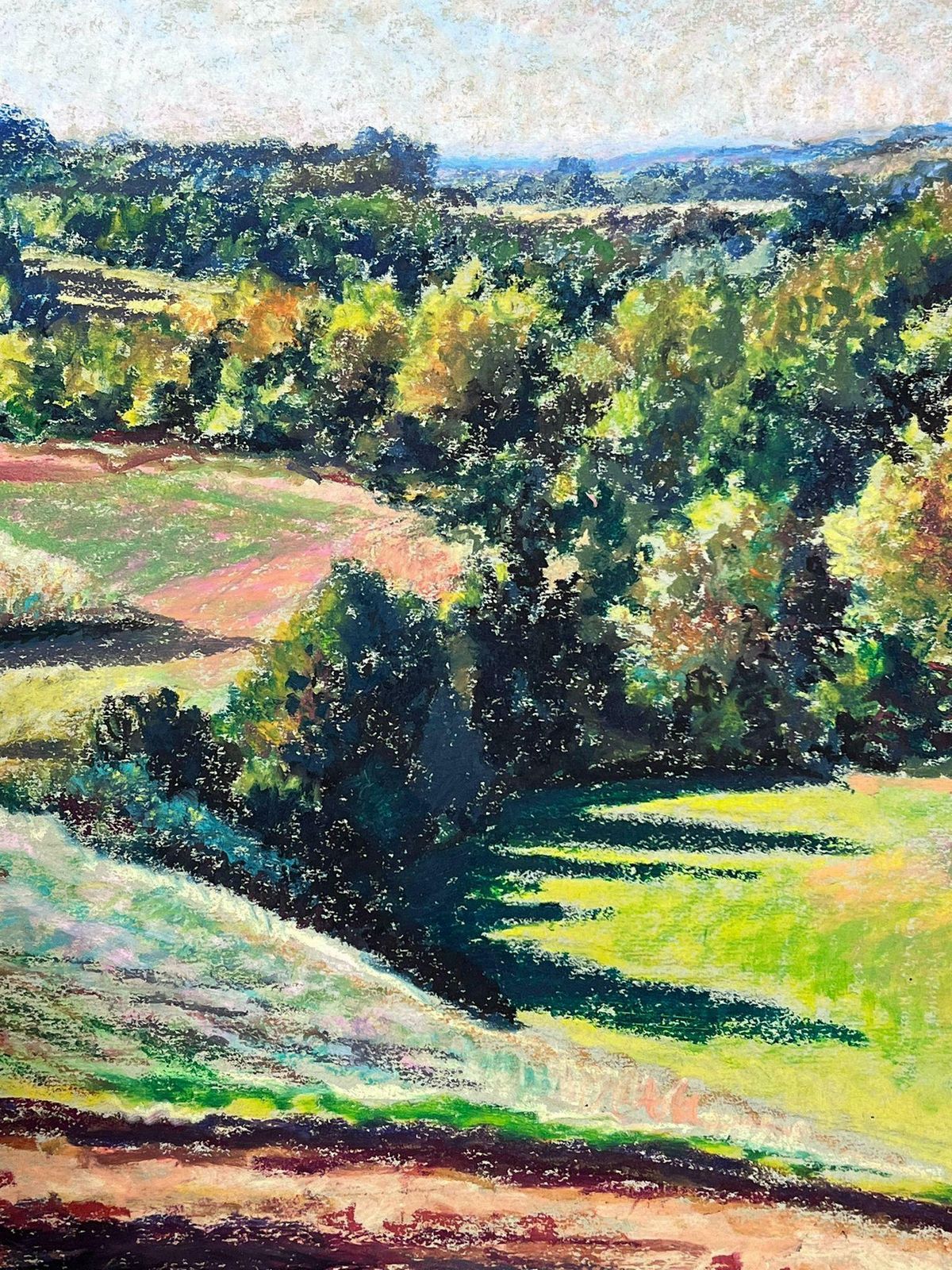 Josine Vignonlarge 1970's French Impressionist Pastel Cows Munching On Summer Green Grass1977 photo vinterior