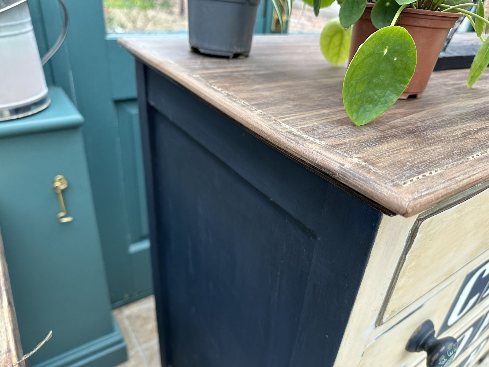Mid Century Chest Of Drawers, Hand Painted Sideboard. Café Del Mar! photo for sale