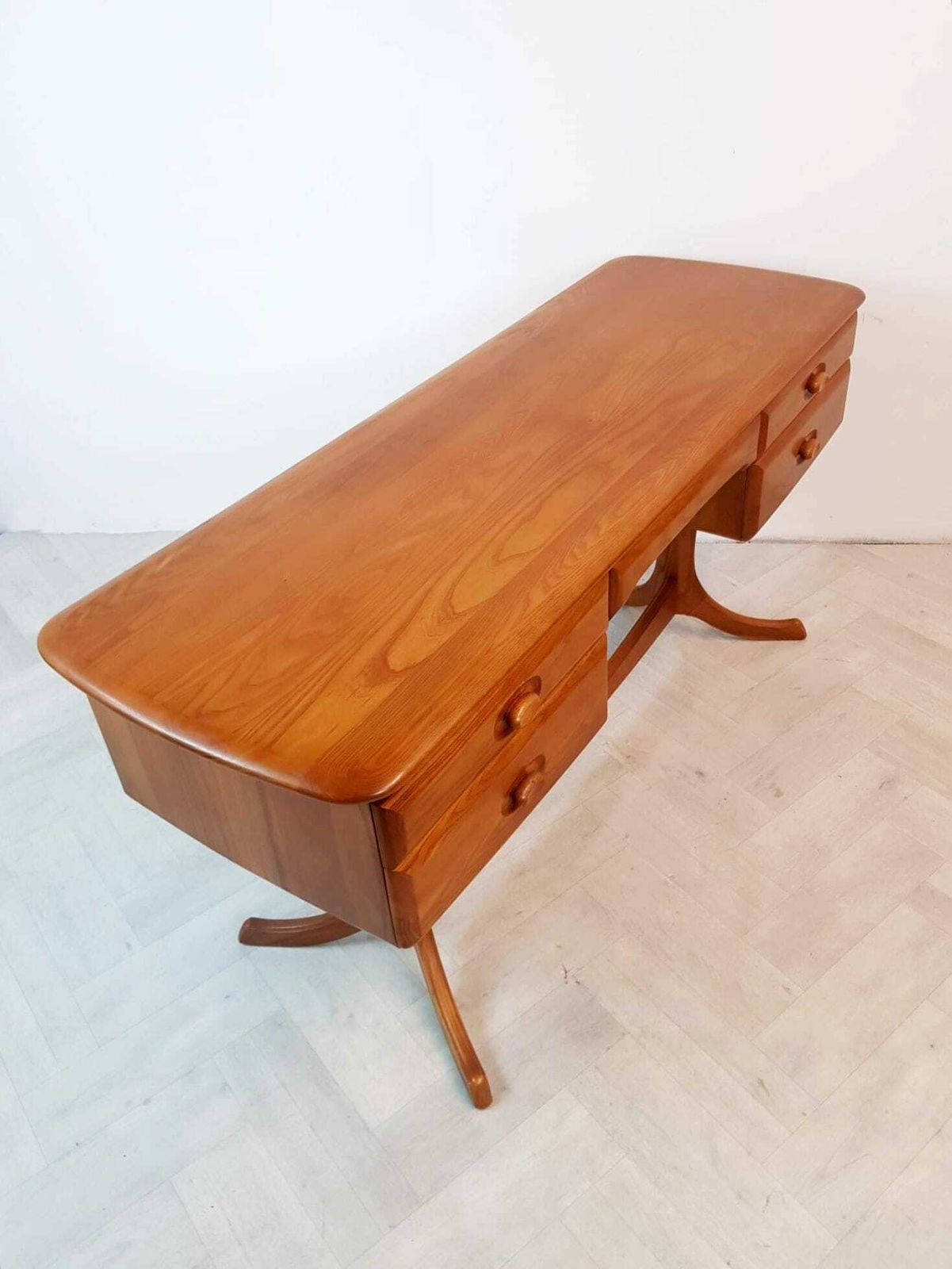 Vintage Solid Elm 1960s Mid Century Danish Design Desk Dresser Sideboard Bl293 photo vinterior