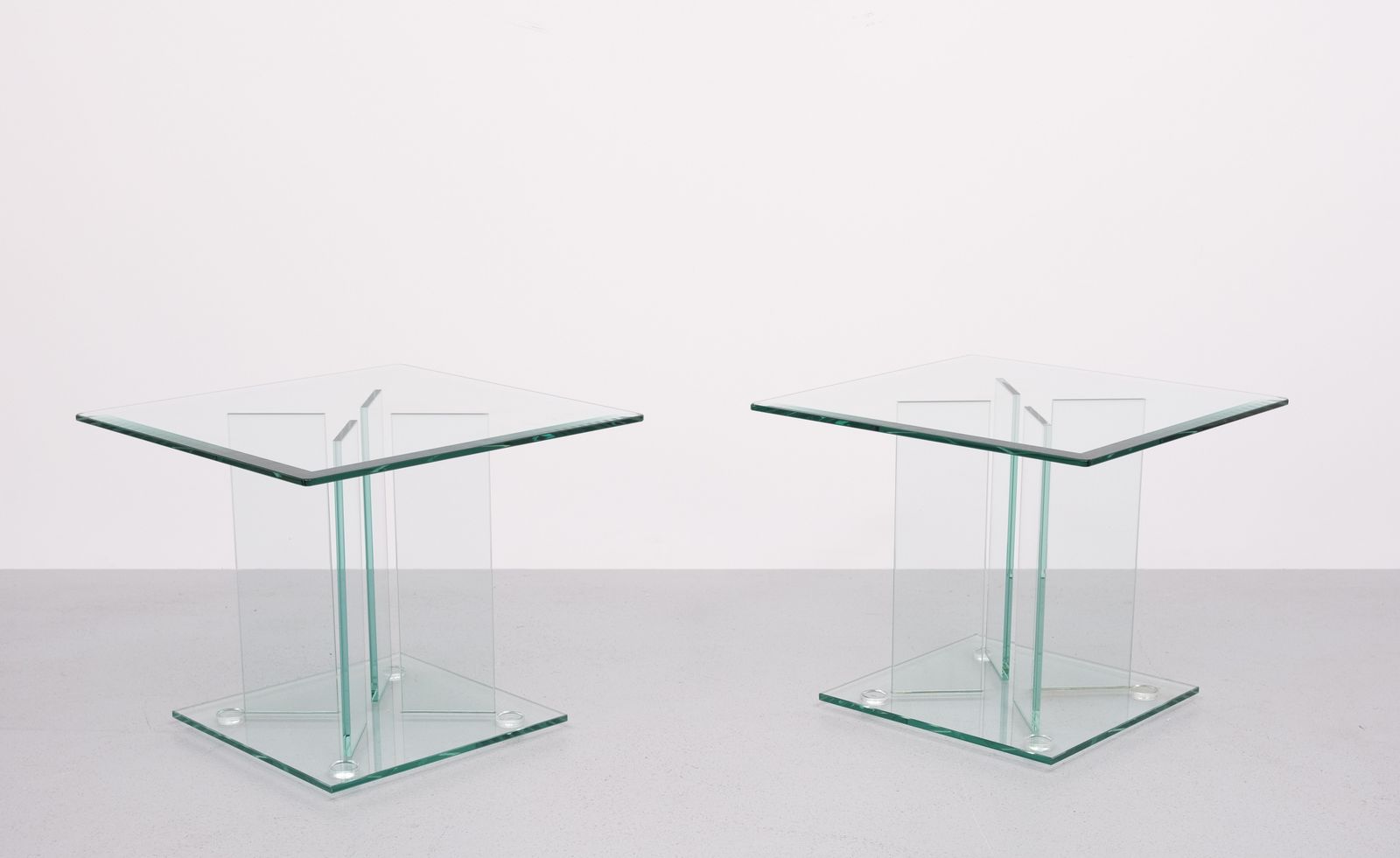 Pair Of Full Glass Side Tables , 1980s photo 1291.0