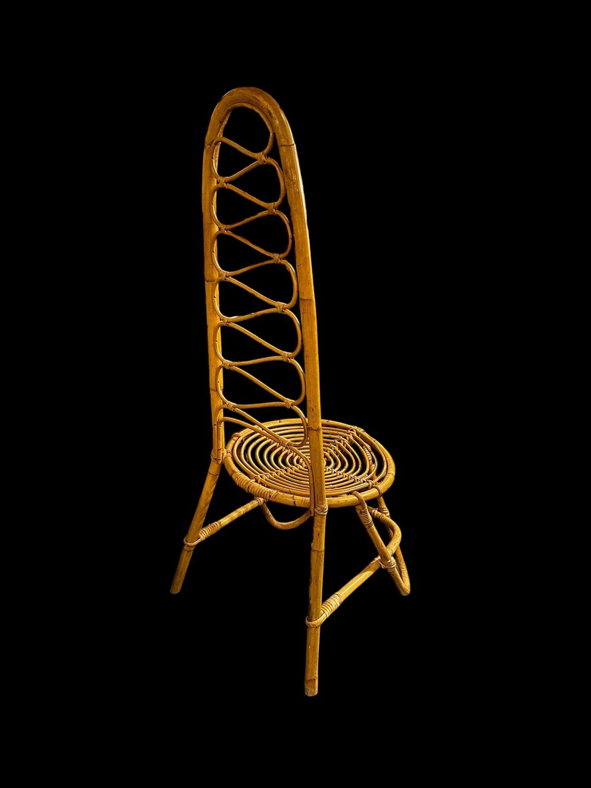 Vintage High Back Wicker & Woven Bamboo Chair By Dirk Van Sliedrecht, 1960 photo for sale