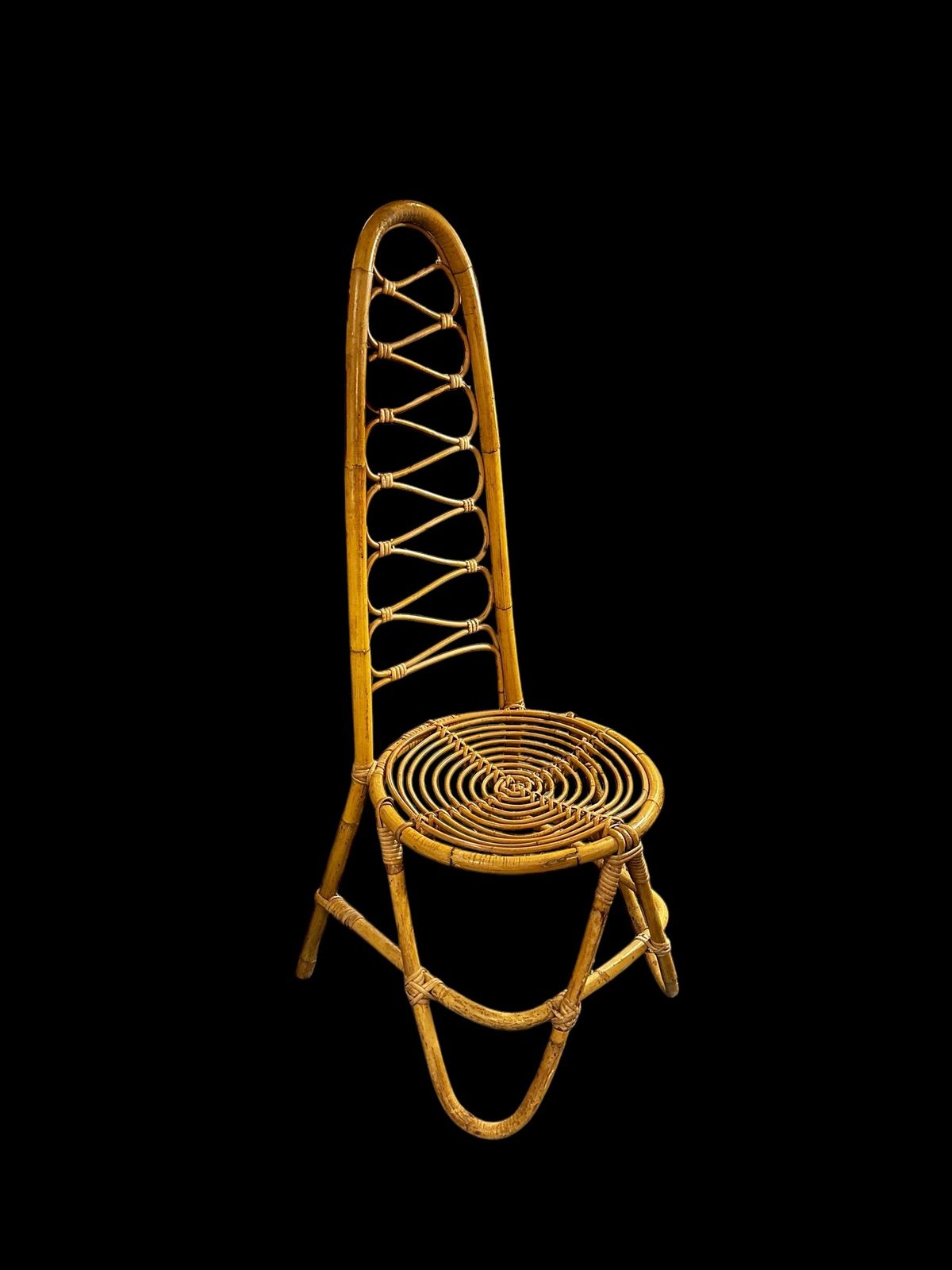 Vintage High Back Wicker & Woven Bamboo Chair By Dirk Van Sliedrecht, 1960