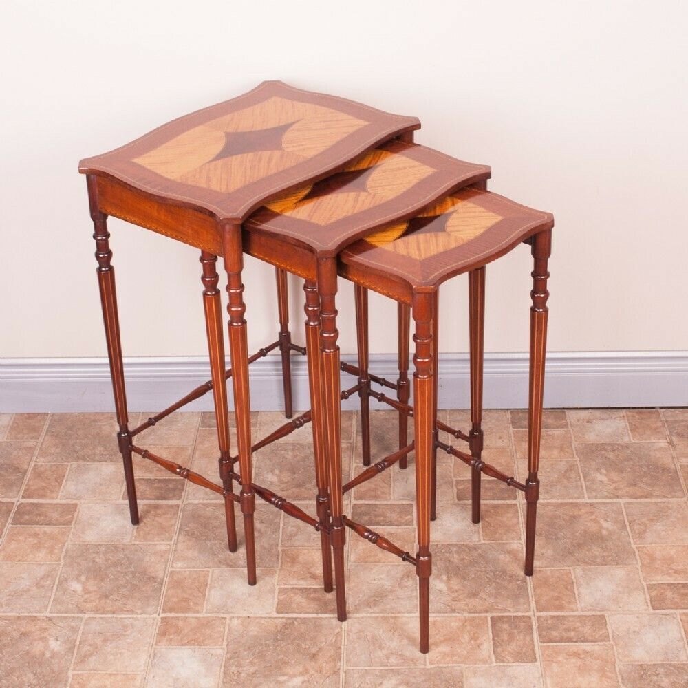 Good Quality Inlaid Mahogany Nest Of Three Tables photo furniture