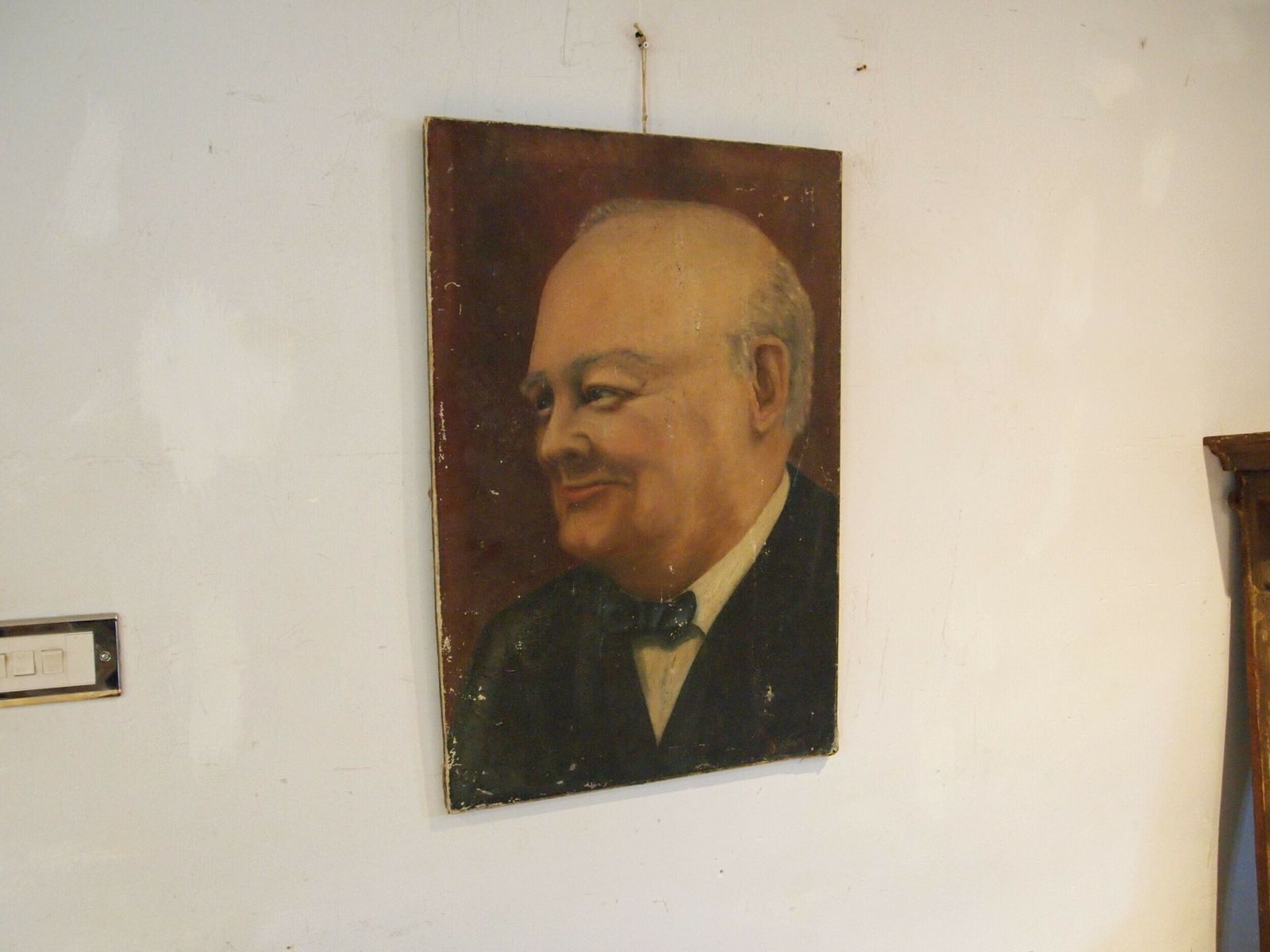Winston Churchill Oil Canvas Dated 17th Feb 1953 photo Art