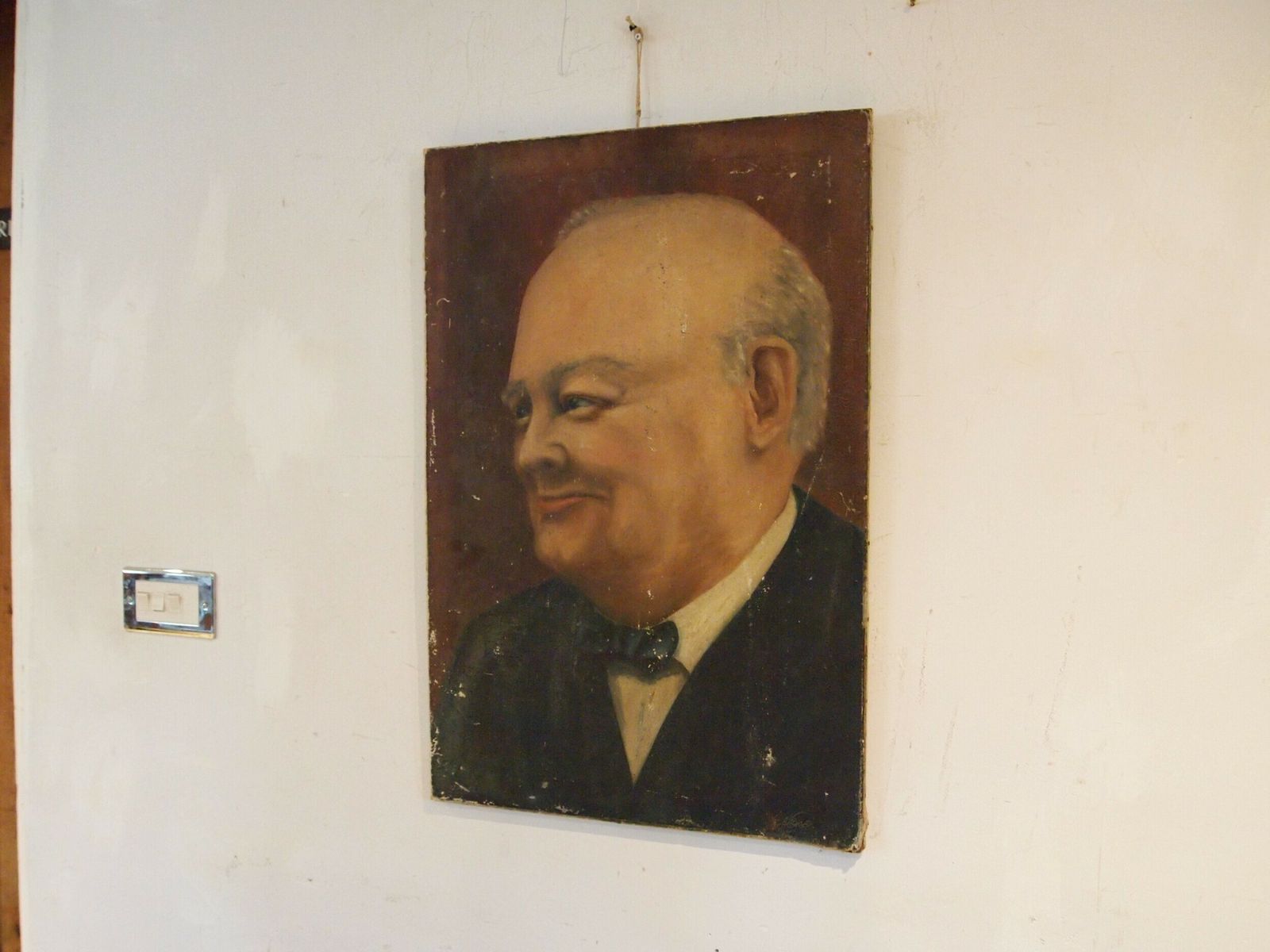 Winston Churchill Oil Canvas Dated 17th Feb 1953 photo vinterior