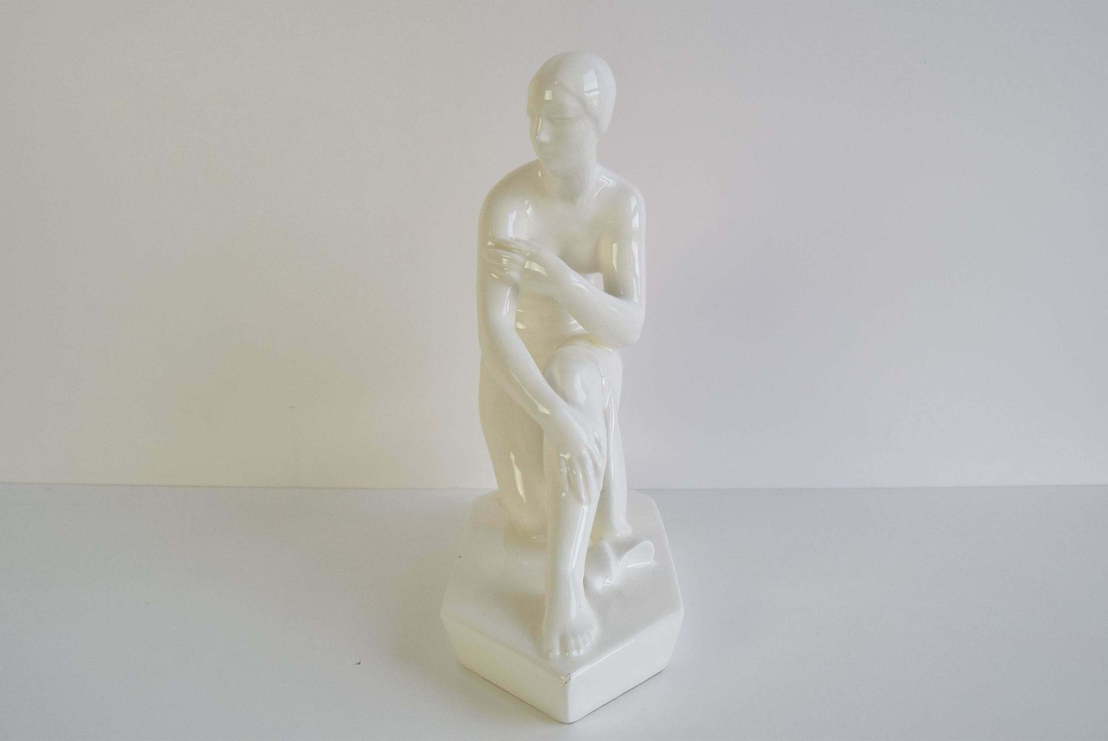 Ceramic Sculpture Of A Naked Woman By Hubert Kovařík/Svitavka, Circa 1920's. photo for sale