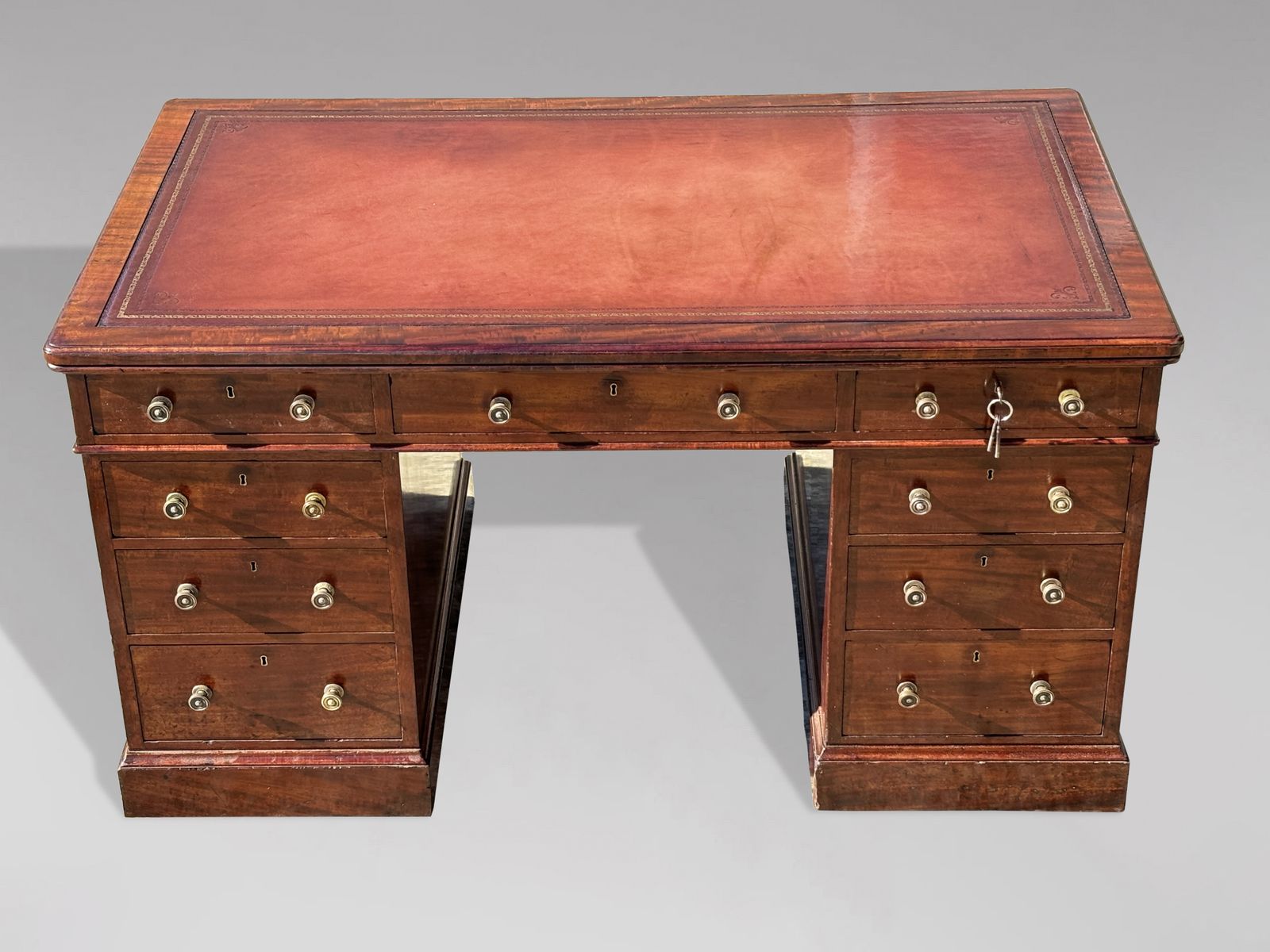 Stunning 19th Century Mahogany Partners Desk Stamped By Holland & Sons photo furniture