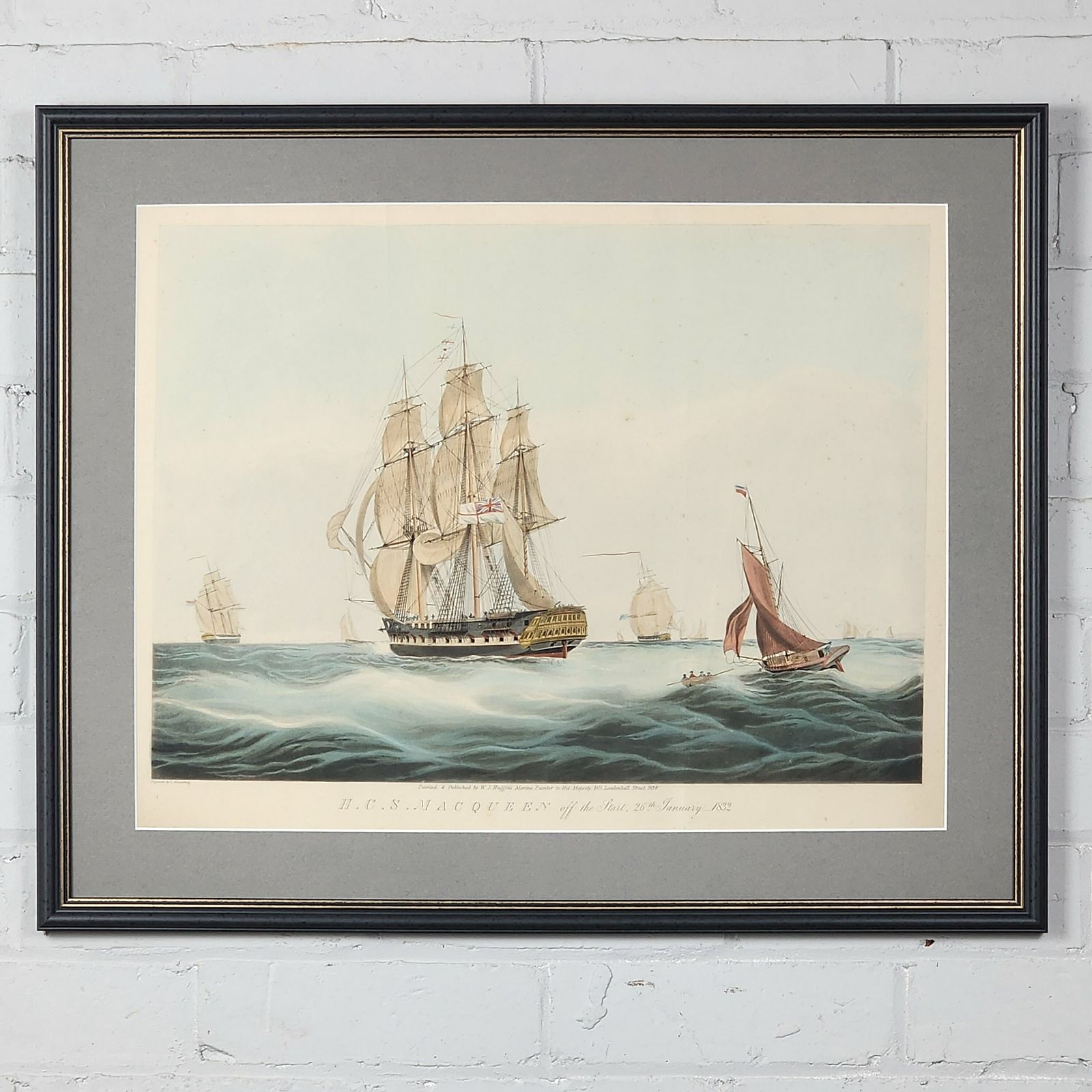 Framed Antique Aquatint Hcs Macqueen 19th Century After William Huggins