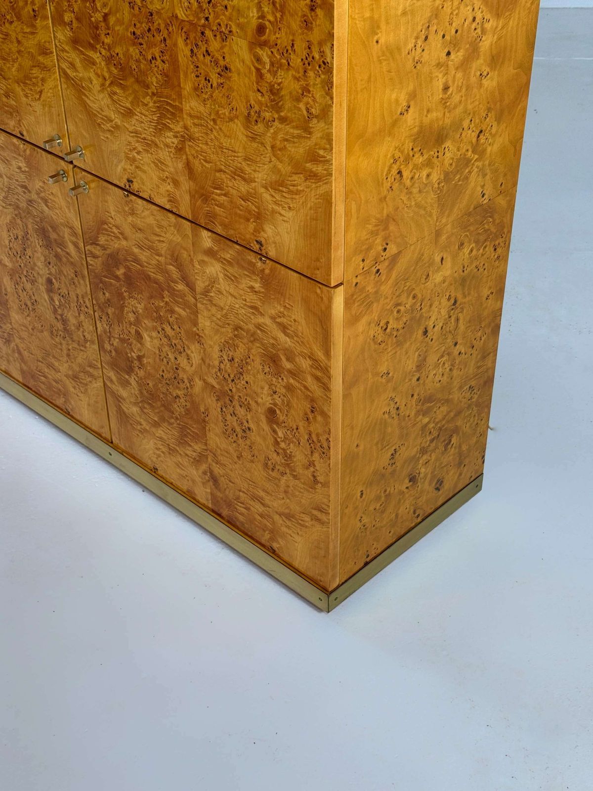 Exclusive Lacquered Burlwood And Brass Bar Cabinet, 1970s photo 4000.0
