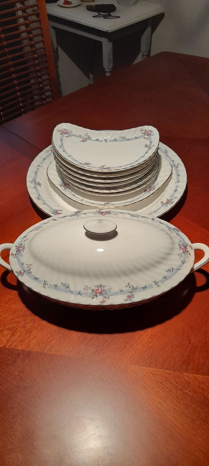 photo for sale Stunning Minton Chartwell Additional Dinner Service Items. Large Chop/Serving Platter. Covered Vegetable Tureen. 6 Crescent Salad Plates Sandwich/Cake