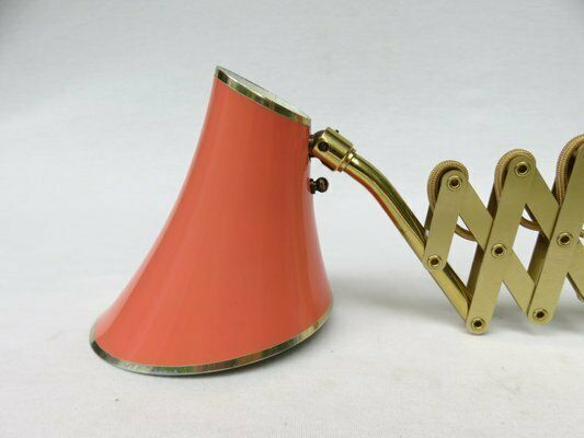 2674.1 Mid Century Aluminum And Brass Scissor Lamps, 1950s, Set Of 2 photo