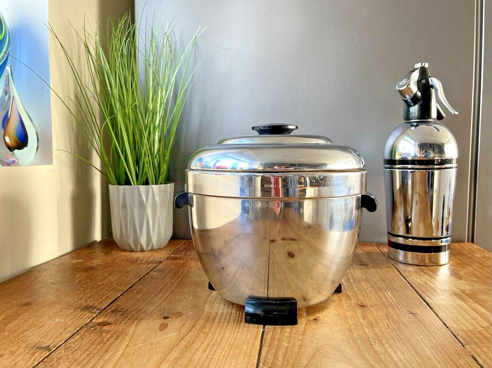 photo buy Fab Retro Thermos Model No 925 Black & Chrome Ice Bucket Cocktail Bar Display