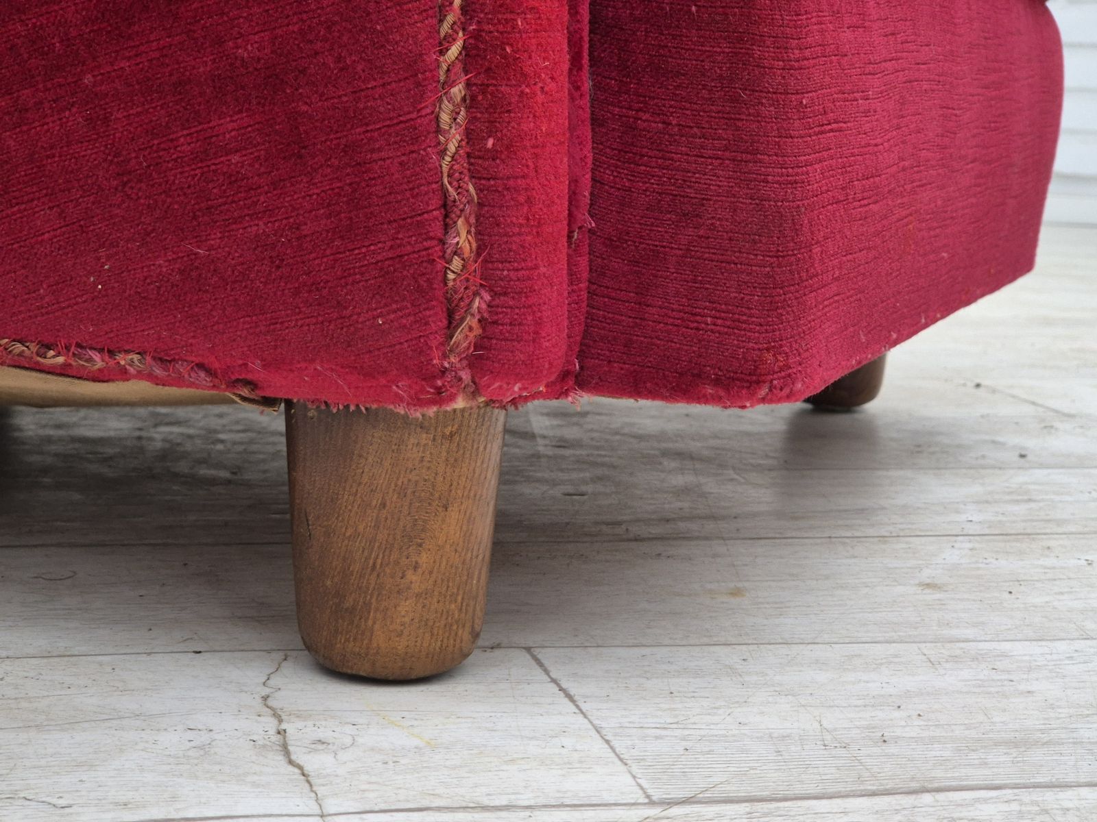 photo for sale 1960s, Danish Relax Armchair, Original Condition, Red Furniture Velour.