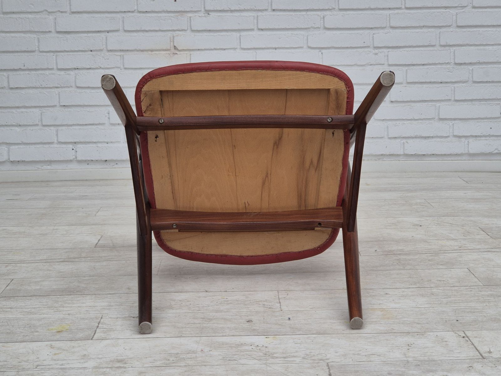 1960s, Danish Chair By Farstrup, Original Condition, Solid Teak Wood, Leather. photo for sale