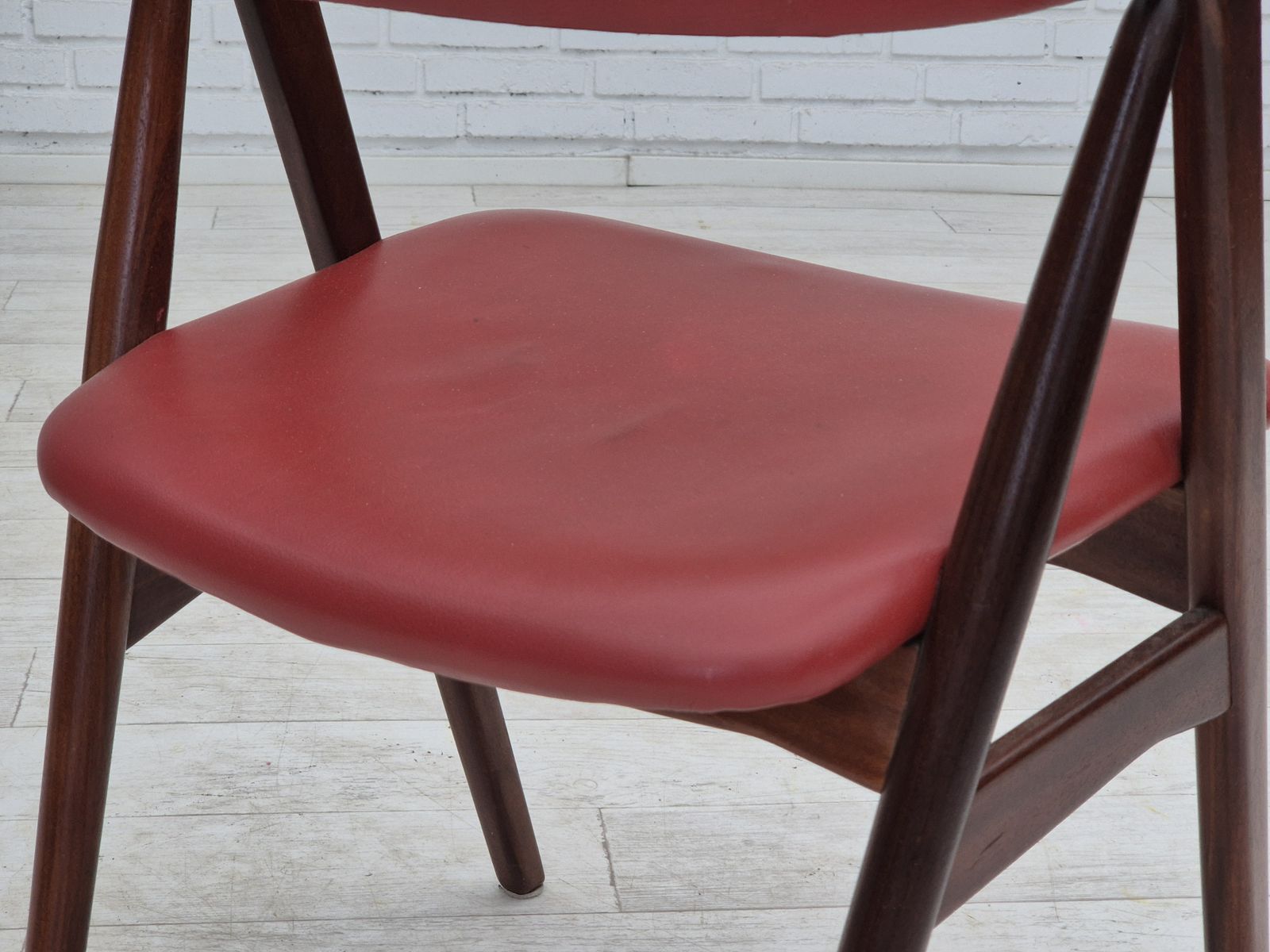 1960s, Danish Chair By Farstrup, Original Condition, Solid Teak Wood, Leather. photo 350.0