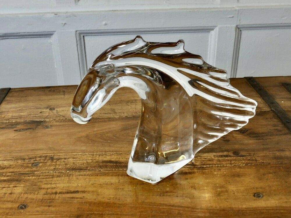 An Elegant Crystal Head Of A Horse Signed By Daum Of Nancy France photo furniture
