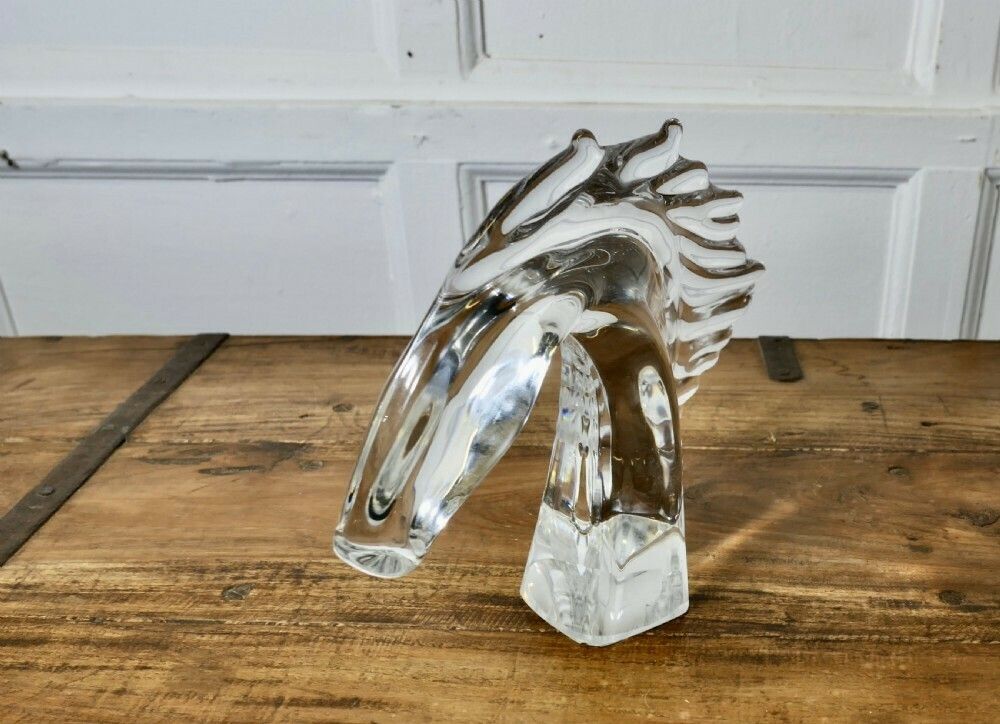 An Elegant Crystal Head Of A Horse Signed By Daum Of Nancy France photo for sale