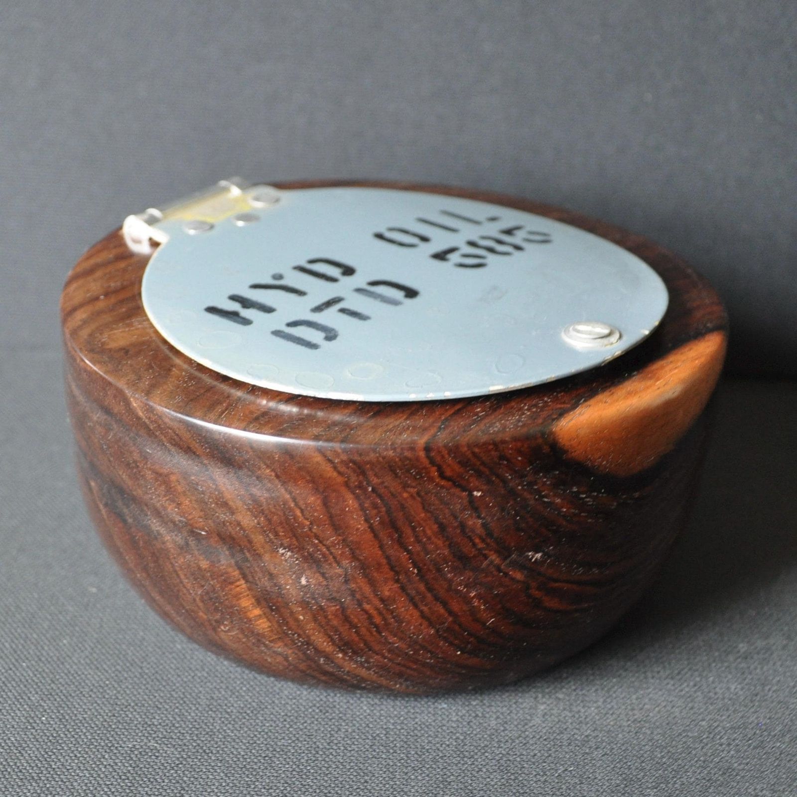 Raf Aircraft Hatch Mounted In Lead Wood Bowl photo for sale